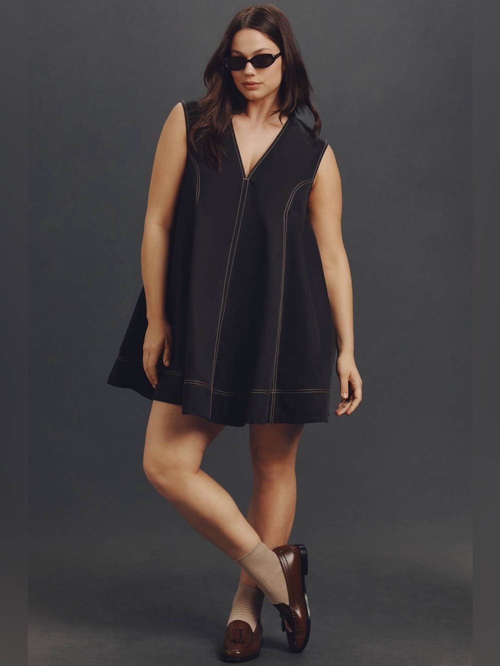 Maeve Anthropologie Contrast Stitch Mini Swing Dress NWT Plus 1X - Picture 1 of 10
